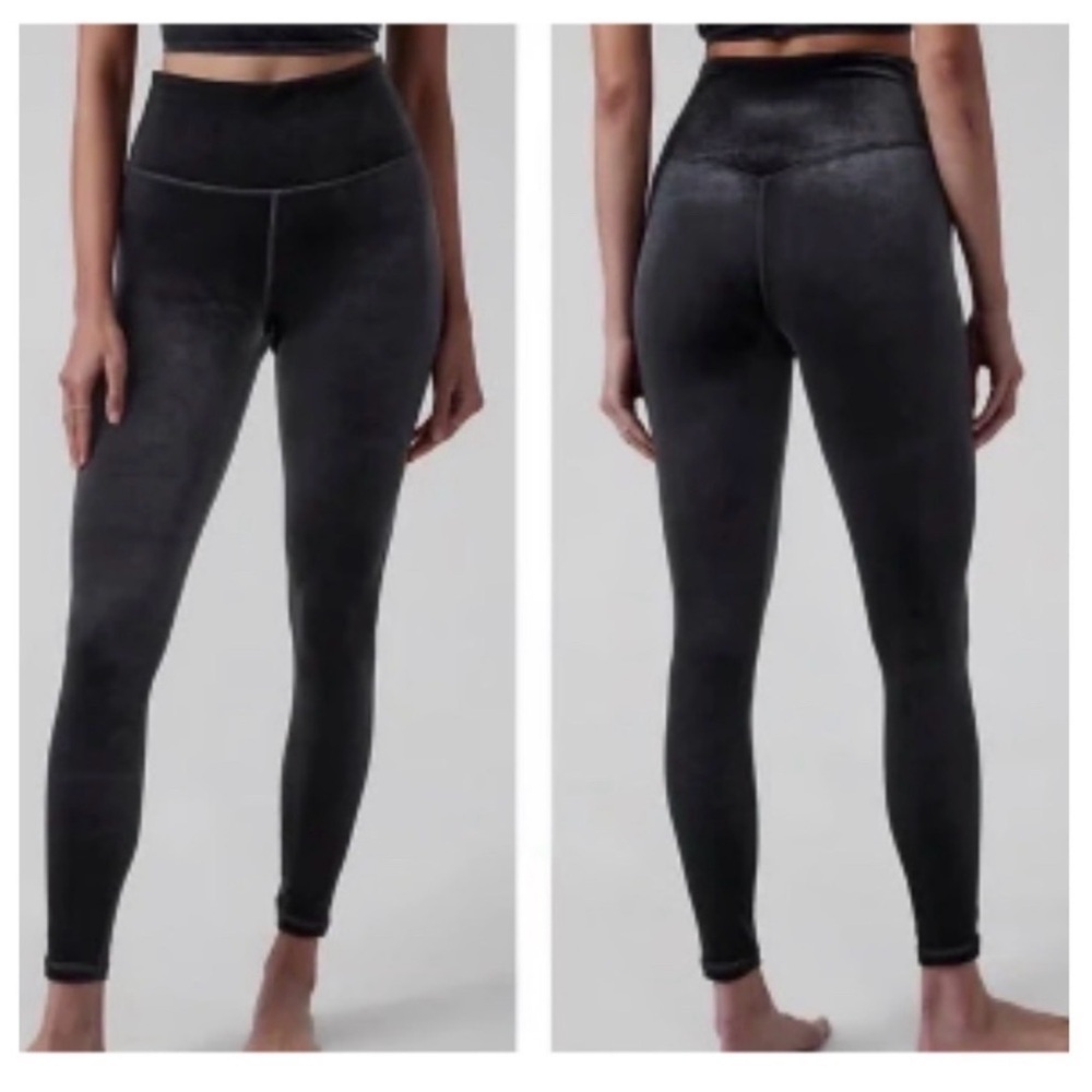 Athleta High-Waist Velvet-Look Leggings in Black